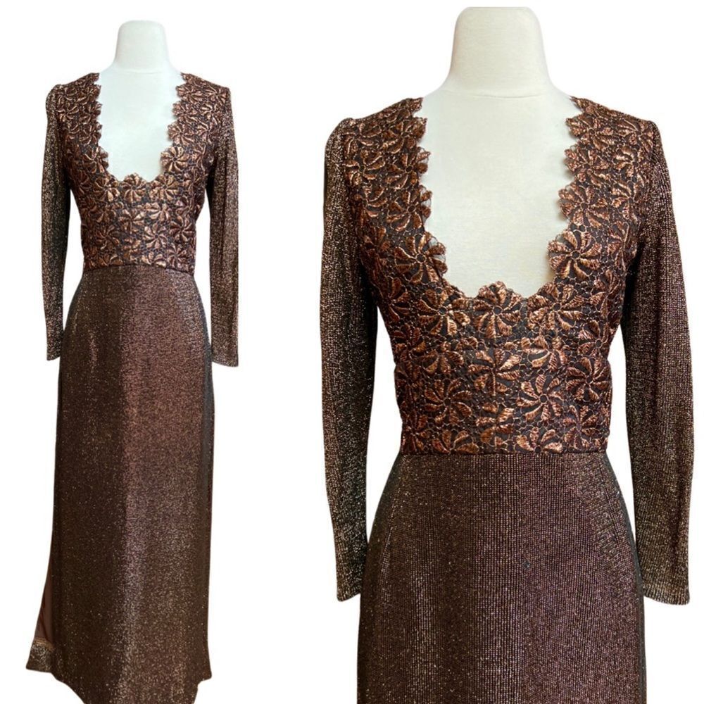 THE Most Babely Vintage 70s One of a Kind Handmade Boho Metallic Hippie Gown